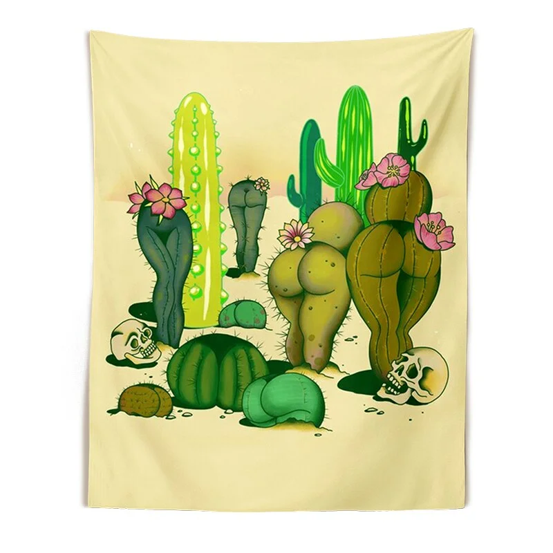 Botanical Cactus Tapestry Wall Hanging Sexy mushrooms girl Chart Hippie Bohemian Tapestries Psychedelic Witchcraft Home Decor