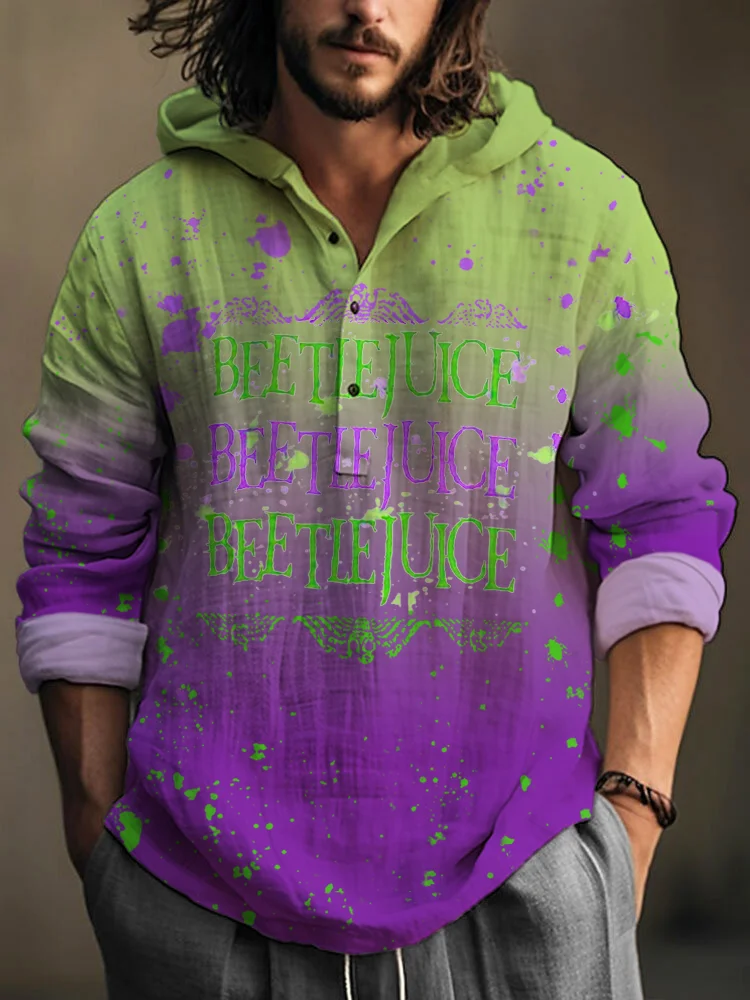 Halloween Horror Movie Inspired Linen Hooded Shirt