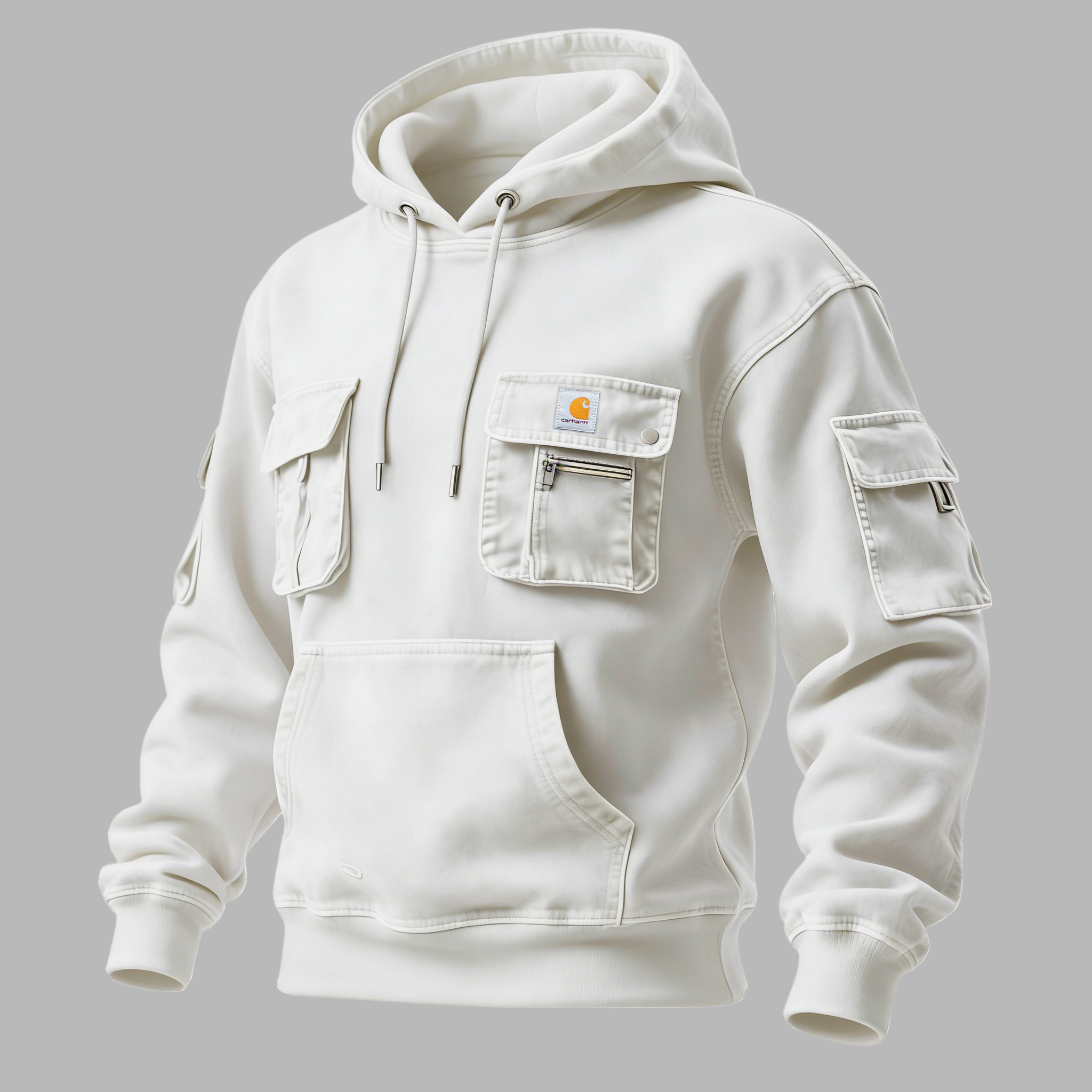 Street Style Multi-functional Multi-pocket Retro Washed Hooded Sweatshirt