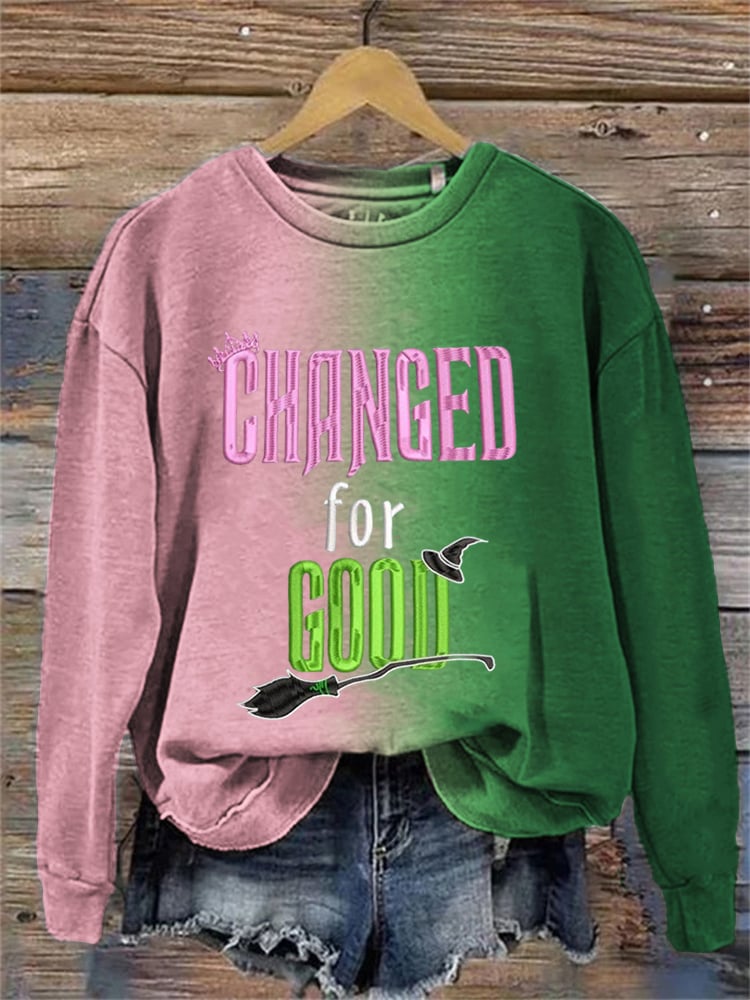 Women's Witch & Princess Contrast Gradient Sweatshirt