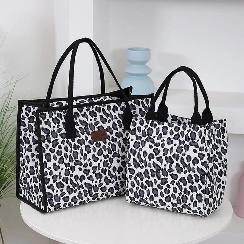 Women’s Denim Leopard Classic Style Square Zipper Tote Bag