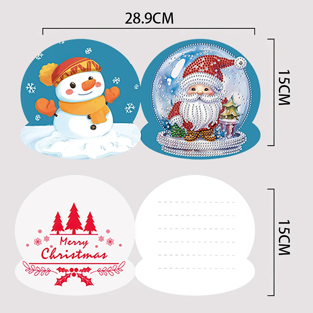 12pcs Santa Crystal Ball Special Shape Diamond Drawing Card Diamond Card【With White Envelope】