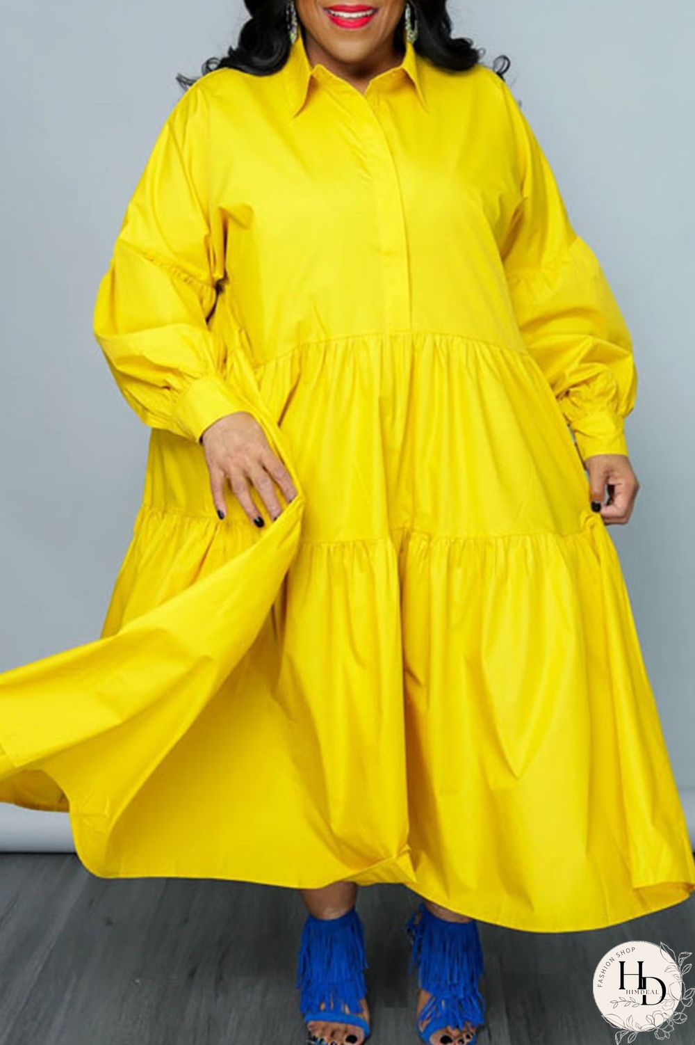 White Casual Solid Patchwork Buttons Fold Turndown Collar Shirt Dress Plus Size Dresses