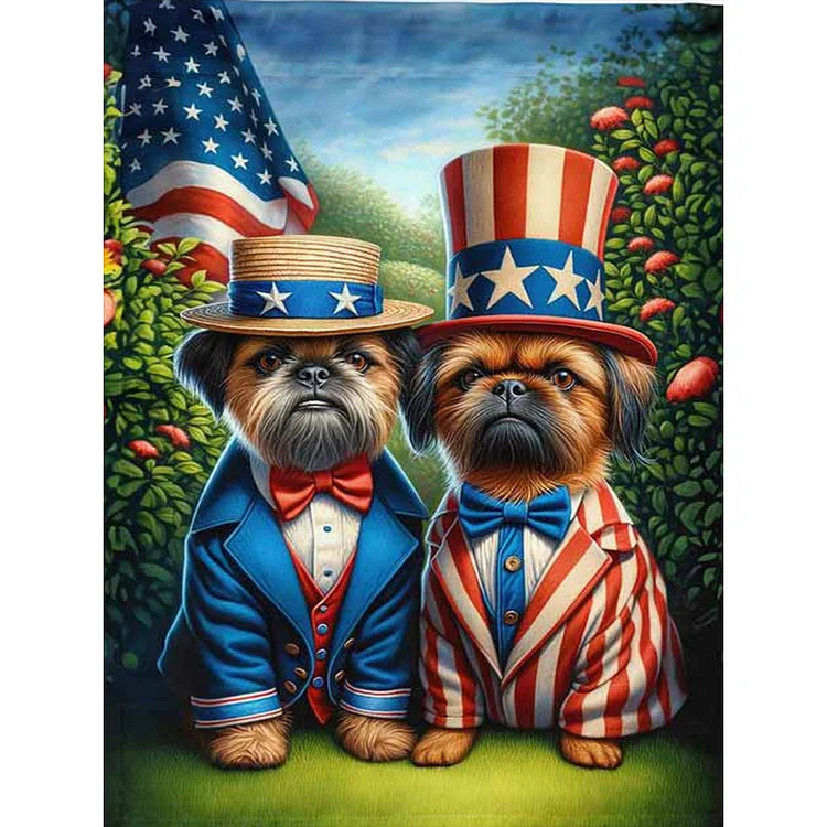 Independence Day Dogs 30*40cm (Canvas) Full Round Drill Diamond Painting gbfke