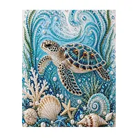 Blue Coral Sea Turtle - Pearls Painting