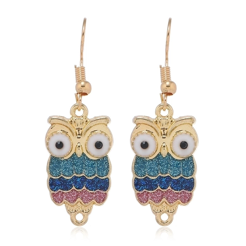 1 Pair Shiny Owl Alloy Gold Plated Drop Earrings