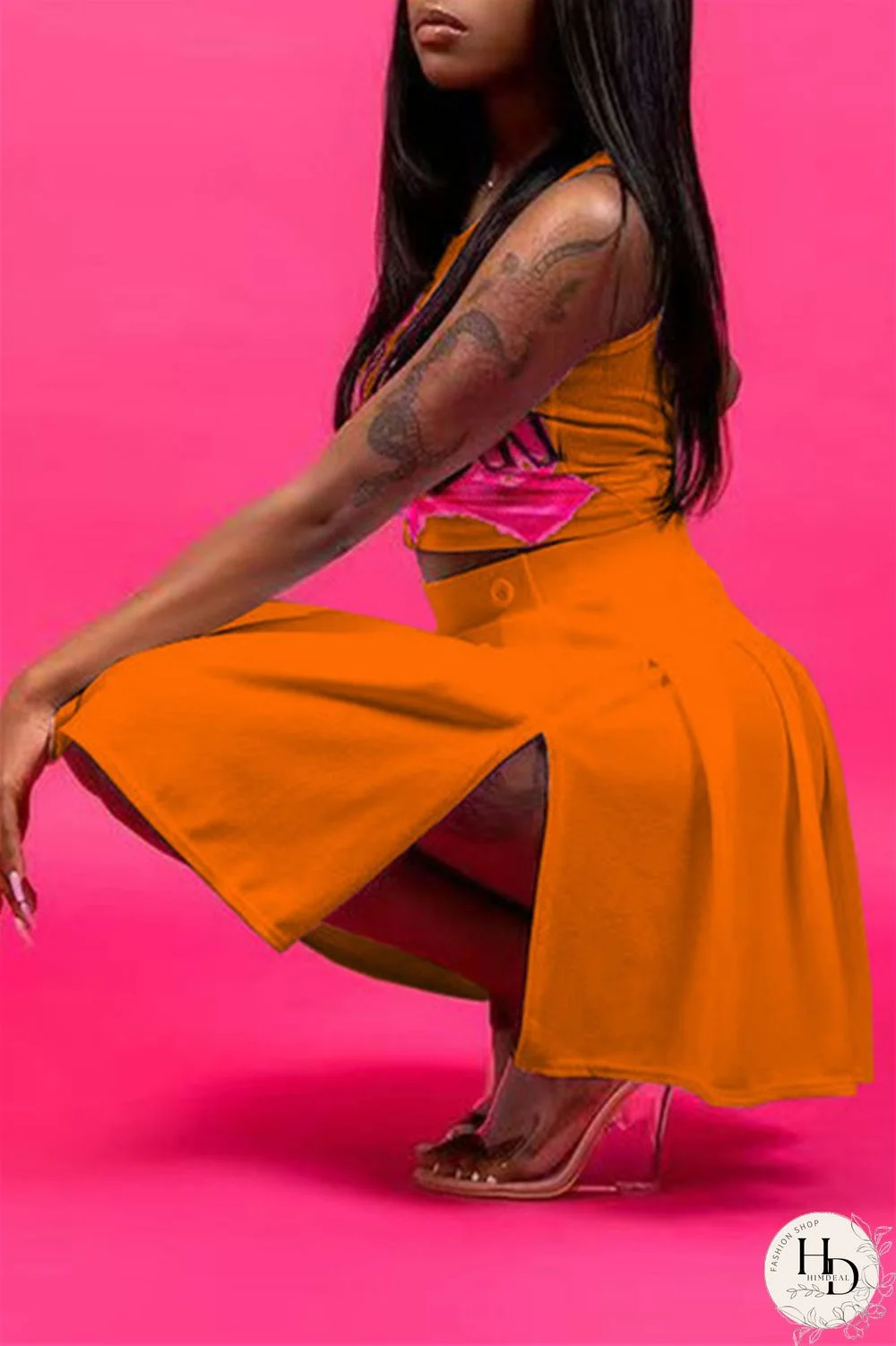 Blue Sexy Casual Letter Print Vests U Neck Sleeveless Two Pieces