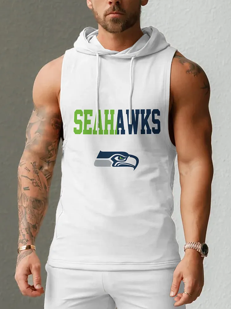 Seattle Seahawks Men's  Casual Comfy Sleeveless Hooded Tank Top