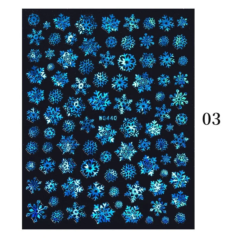 sliver Bronzing Christmas Slider Nail Art 3D Decals Decoration Snowflake Nail Art Sticker DIY Manicures Transfer Foil Xmas Gift