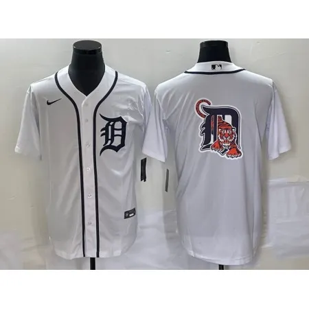 Men's Detroit Tigers White Team Big Logo Cool Base Stitched Jersey DWZY