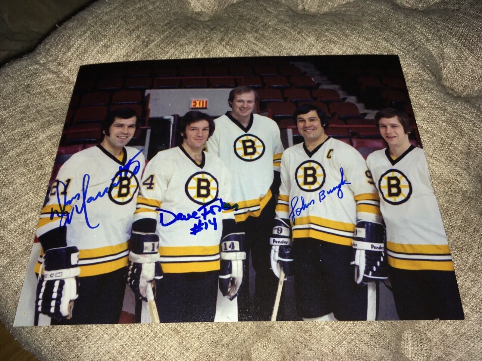 John Bucyk Don Marcotte Dave Forbes Boston Bruins Signed Photo Poster painting W/Our COA A