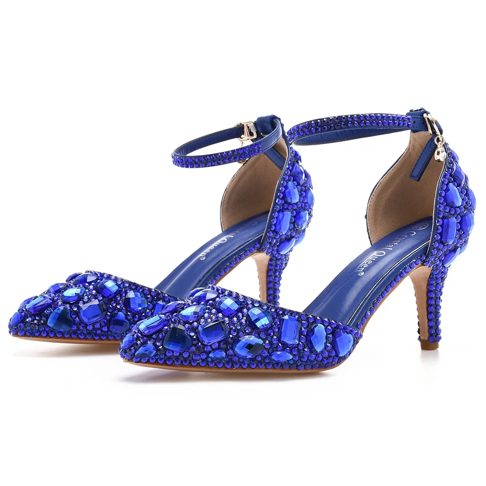 Breakj Breakj Cm Large-Size Sandals Fine Heel Head Water Drill High Heel Sandals Gold Water Drill High Heels Wedding Shoes