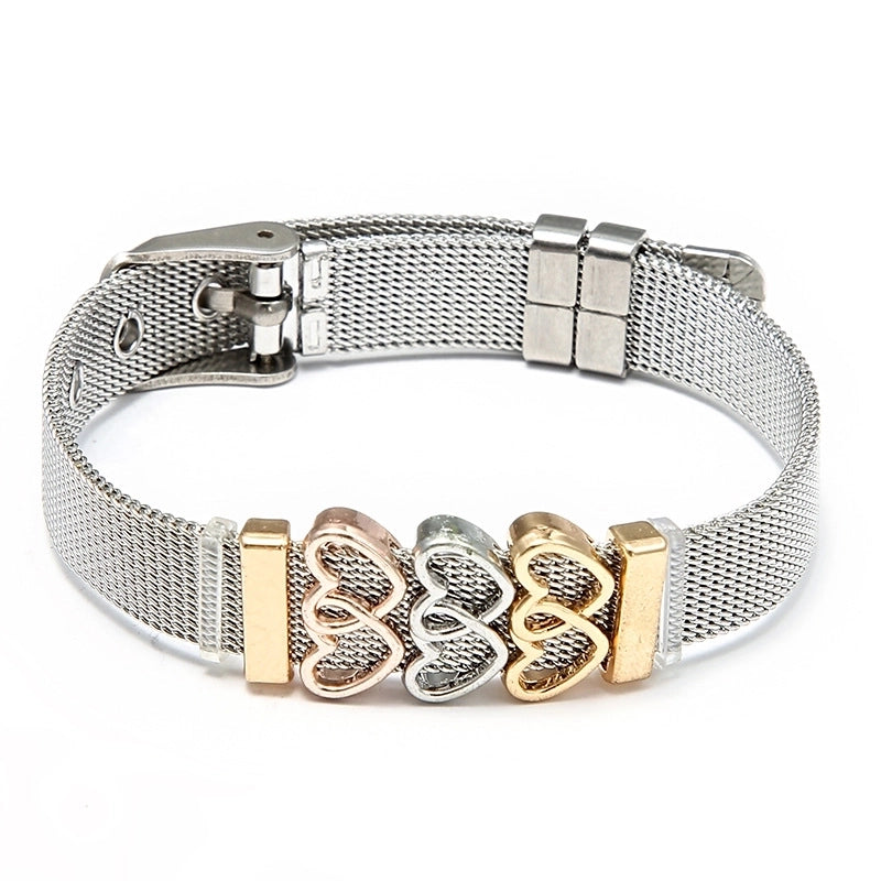 Cute Minimalist Heart Shape Titanium Steel Bracelets In Bulk