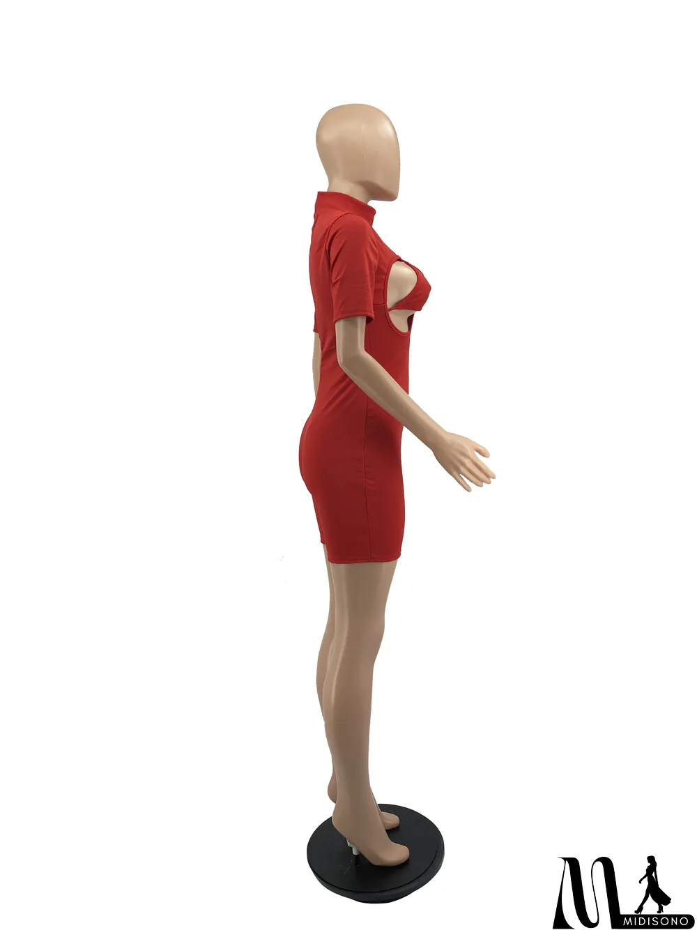 MidiSono - Solid Sexy Turtleneck Hollow Tight Rompers