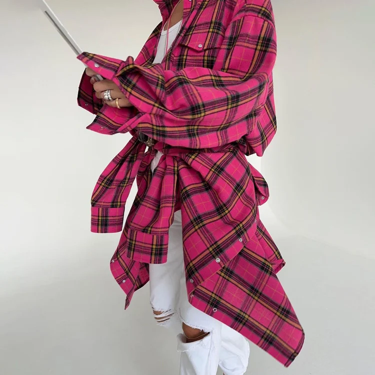 Churchf Churchf Classic Plaid Long Sleeve Shirt 2024 New Early Spring Fashion With Loose Shirt Women