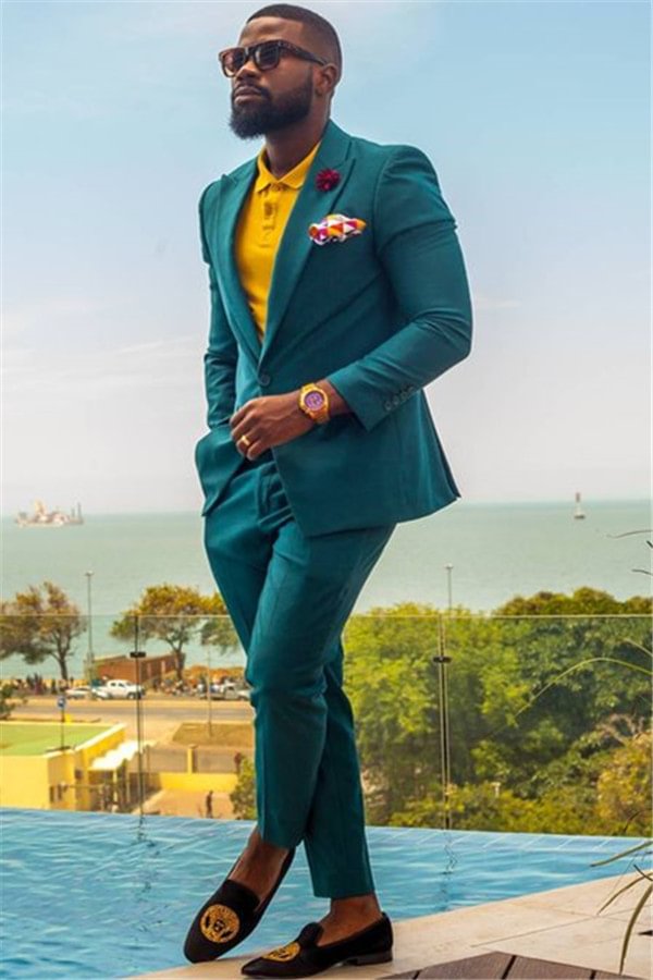 Dark Green Fashion 2 Pieces Peaked Lapel  Homecoming Suit With One Button | Ballbellas Ballbellas
