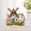 (US Only)2D Flat Print Easter Windmill DIY Table Top Diamond Painting Ornament Kits