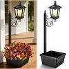 2 In 1 Outdoor Flower Pots Light with Planter Solar Lamp Post Light Freestanding Planters Lamp IP54 Waterproof Decorative Solar Lamp for Terrace Front Pedestrian Hall Decor