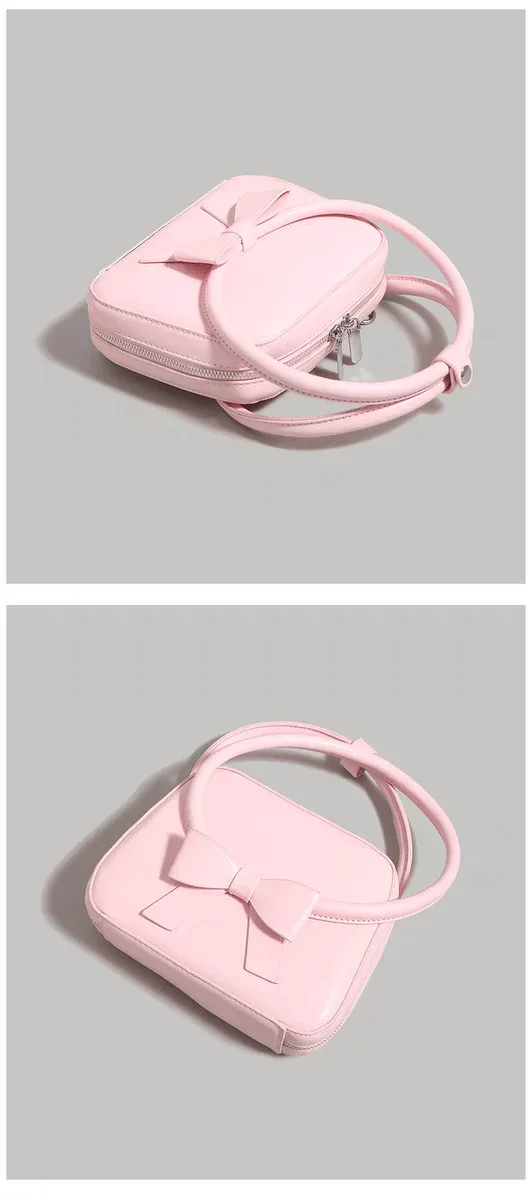 Pink Bowknot Leather Shoulder Bag