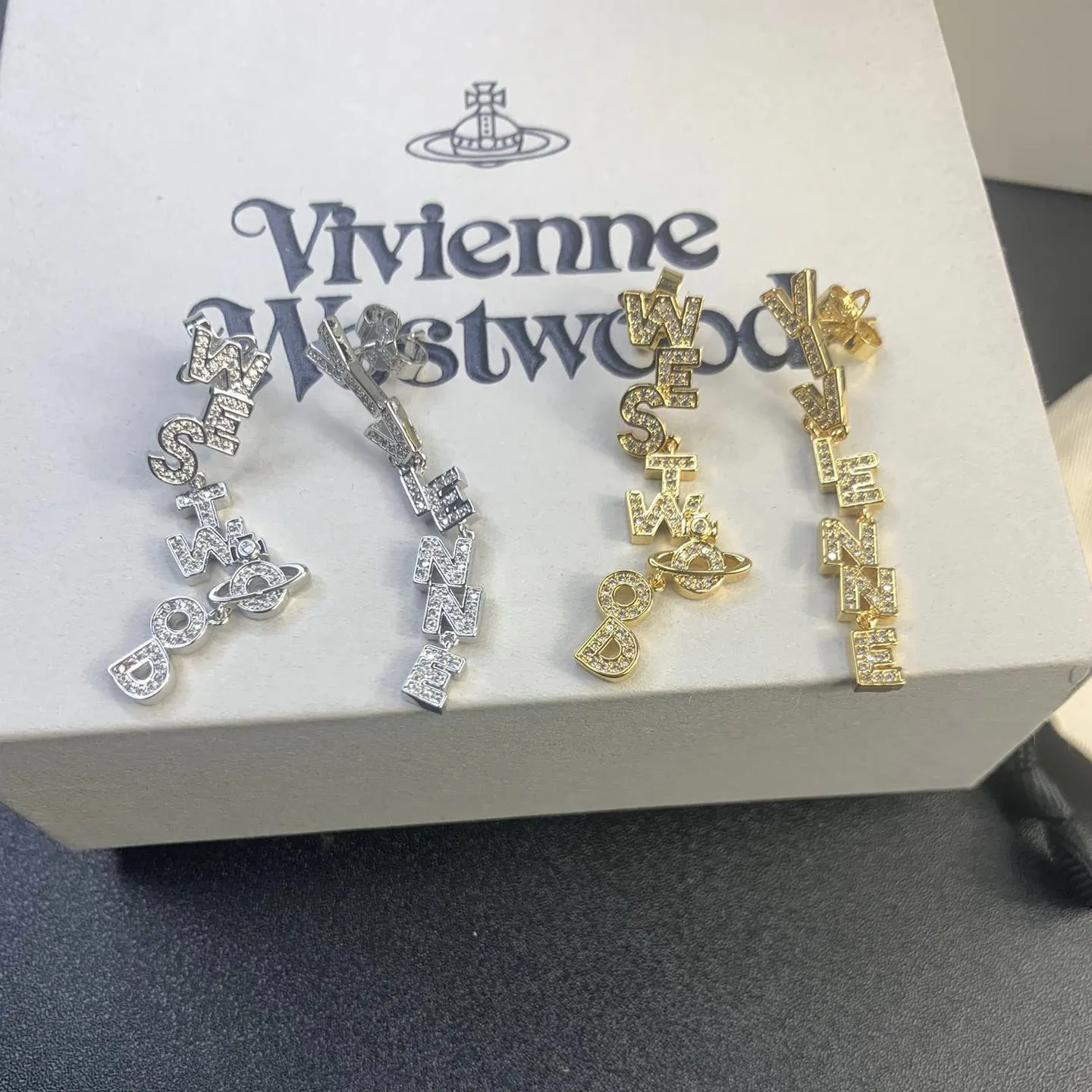 Vivienne Westwood Letters Asymmetric Earrings