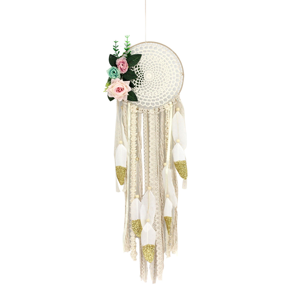 

Pendant Dream Catcher Flower Gold Feather Tassel Weaving Weeding Room Decor, 501 Original