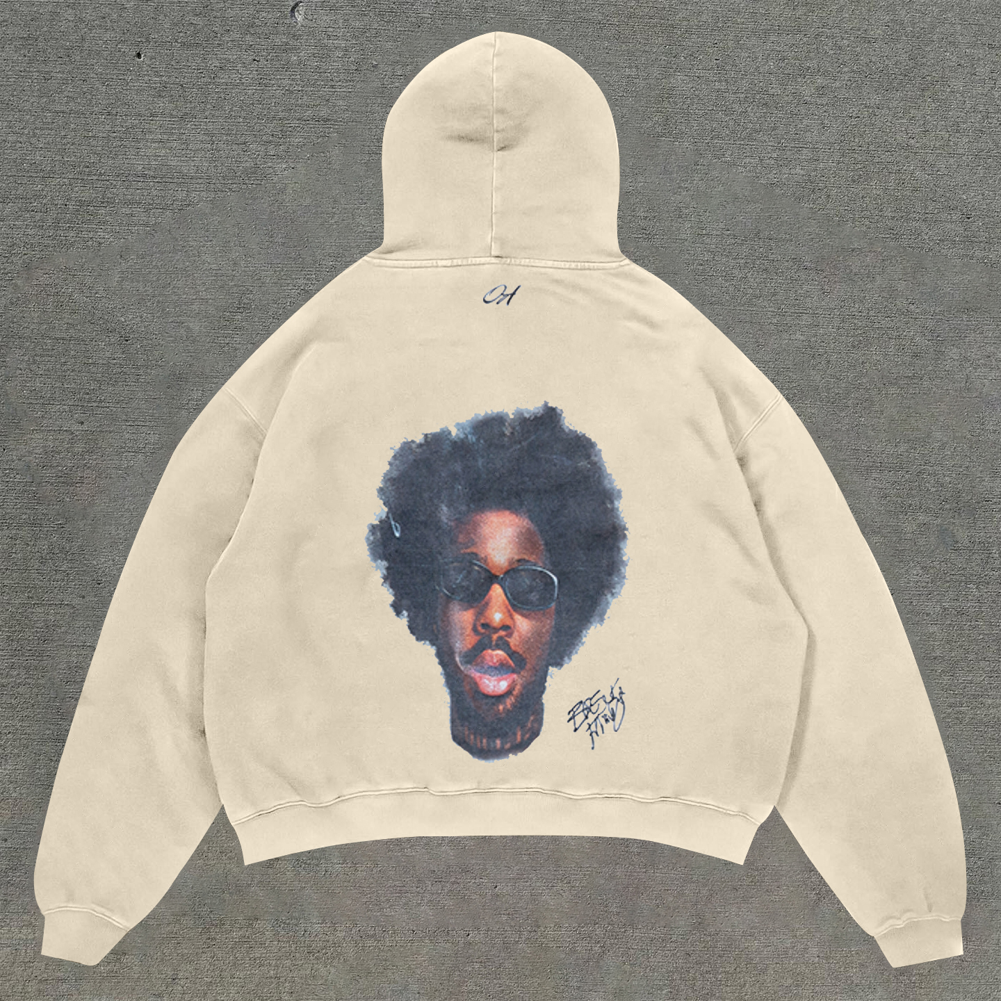 Casual character print loose hoodie