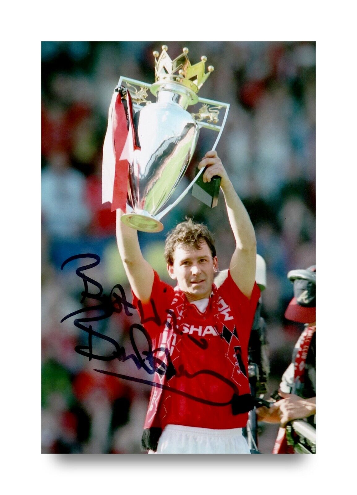 Bryan Robson Signed 6x4 Photo Poster painting Manchester United England Genuine Autograph + COA