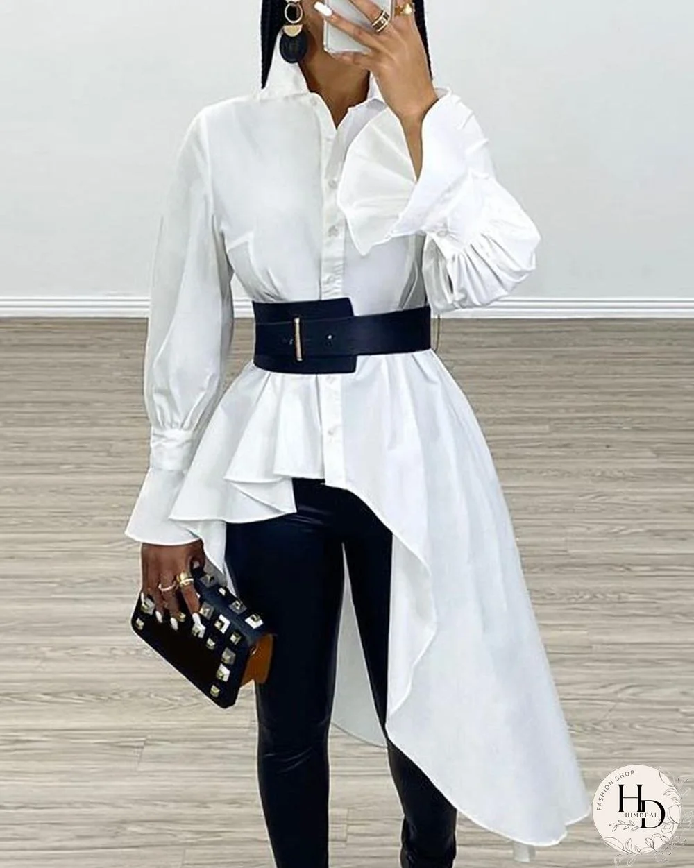 Bell Cuff Irregular Ruffles Shirt