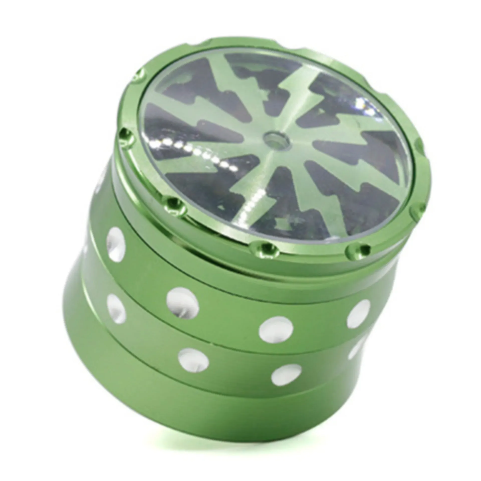 50MM 4 Piece Aluminum Alloy Lightning Concave Dot Grinder-Green