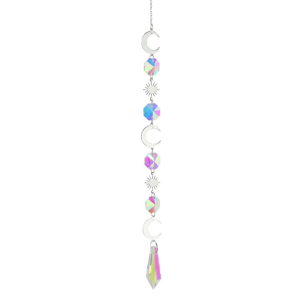Wind Chime Crystal Light Catcher Ball Ornaments Round Frame Pendant (4)