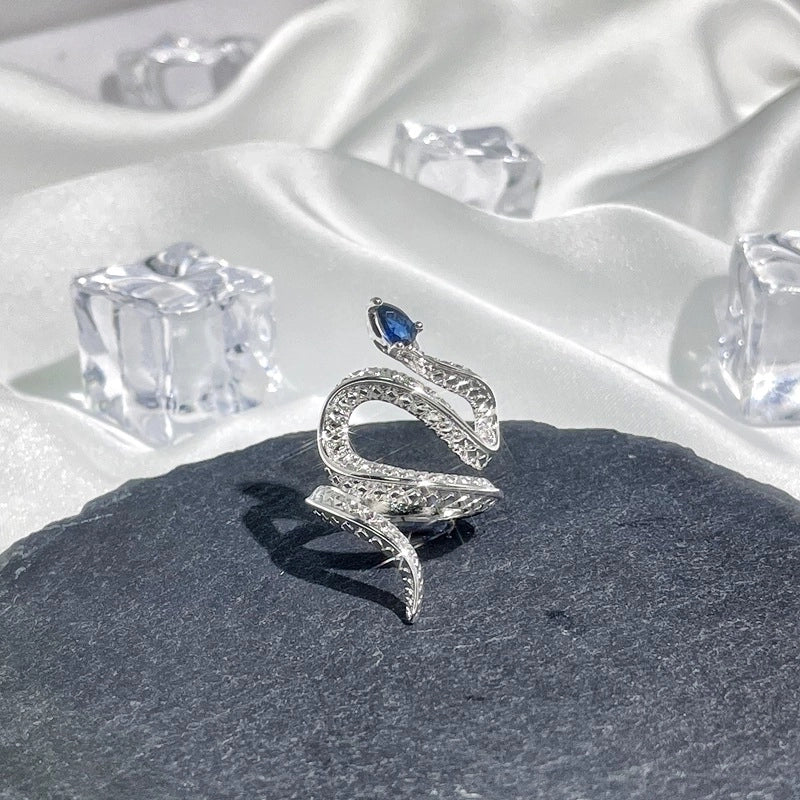 Hip-Hop Cool Style Snake Copper Plating Inlay Rhinestones Open Rings