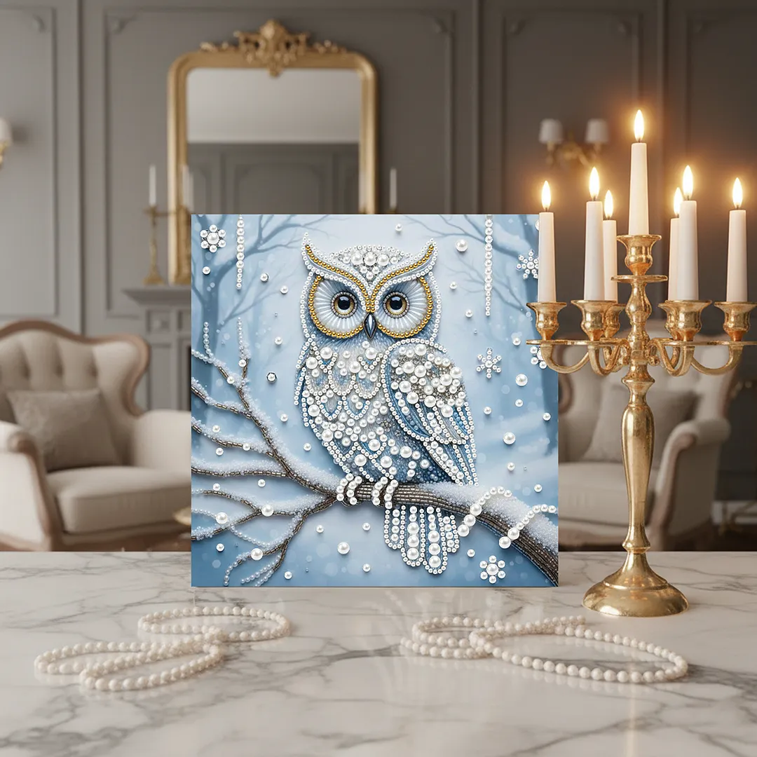 Owl - DIY Pearl Diamond Art Kit With Frame 25*25cm