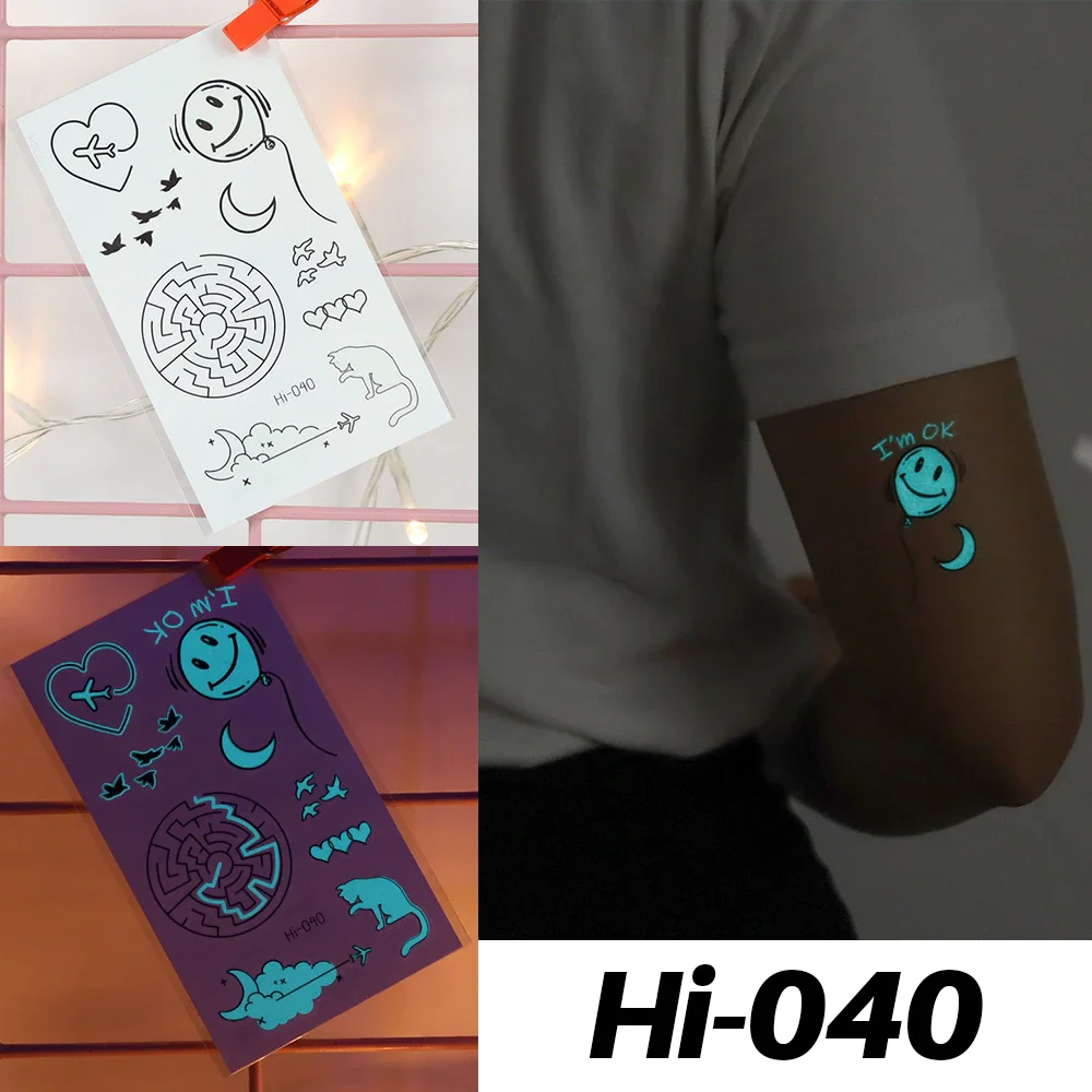 Sdrawing Luminous Glow Tattoo Sticker Snake Deer Glowing Halloween Waterproof Temporary Tatoo Wrist Fake Tatto Body Art Women Men