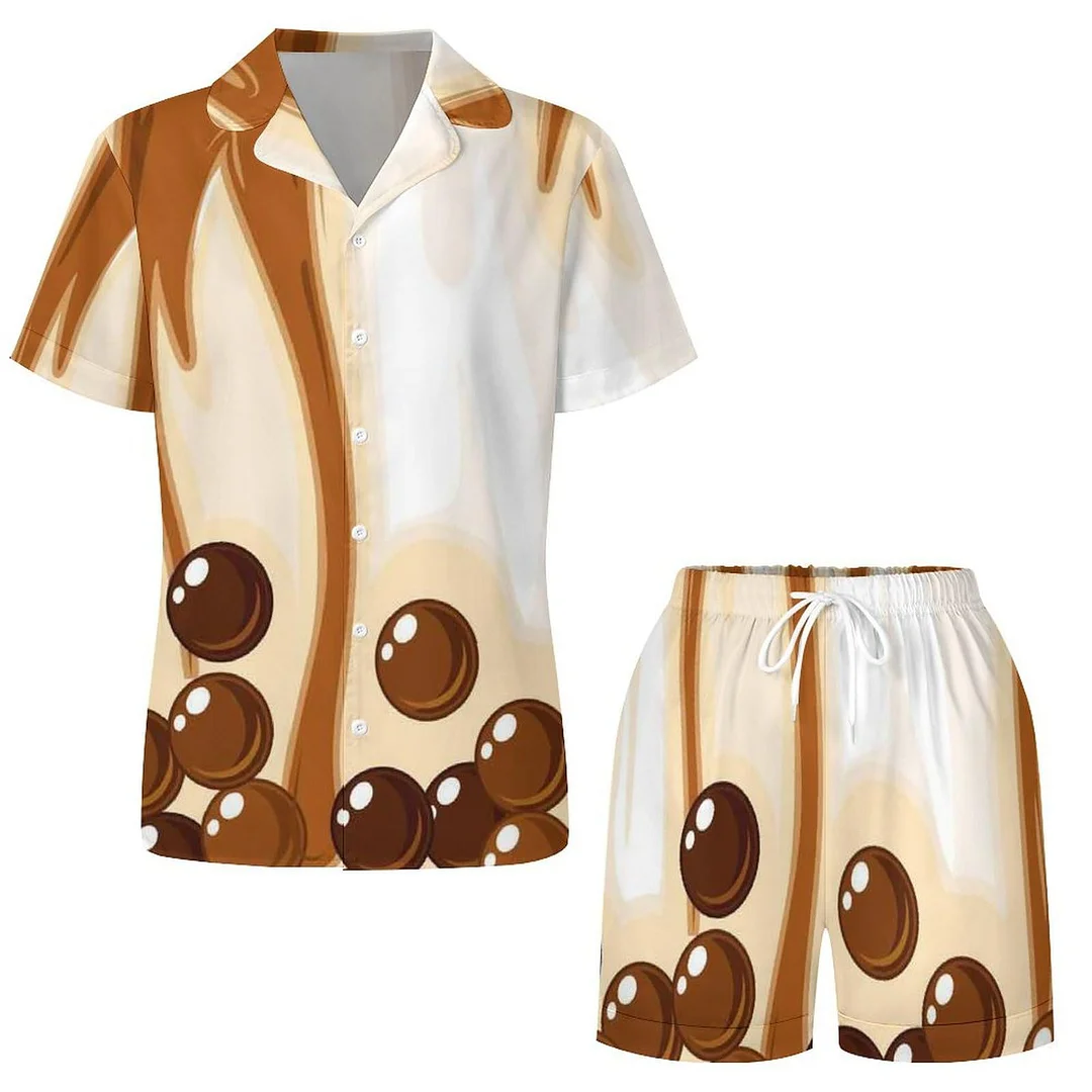 Woherb Woherb Spring And Summer Pajamas Bubble Tea Pajamas Milk Tea Printing Women's Milk Silk Short Sleeve Pajamas-Outfit Ideas