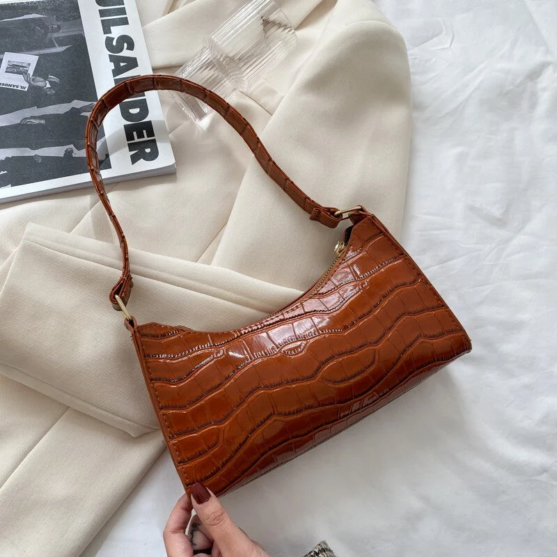 New Crocodile Pattern PU Leather Handbag Female Shoulder Bag Fashion Ladies Armpit Bag Retro Casual Women Tote