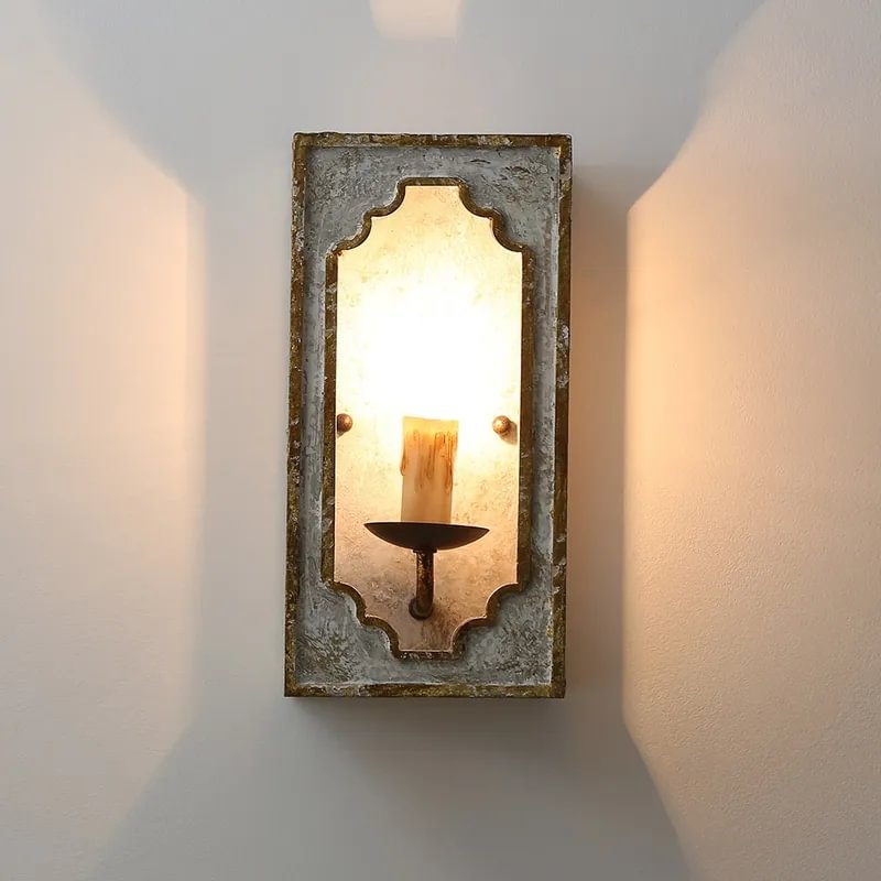 Lightelk Heye French Country Candle Square Distressed Sconce 