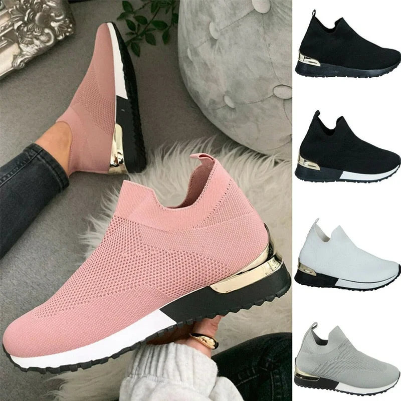 Woman Shoes 2022 Trendy Mesh Platform Sneakers Socks Shoes Tenis Breathable Socofy Casual Sports Shoes Women Flats Zapatos Mujer