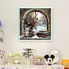 Winter Window Scenery-14CT Stamped Cross Stitch 50*50cm/19.69*19.69in tapestrymarket