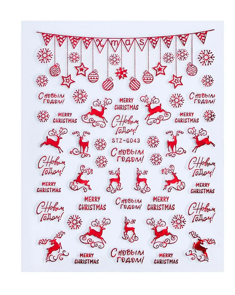 1 Sheet Christmas Pattern Nail Art Sticker P3768379962
