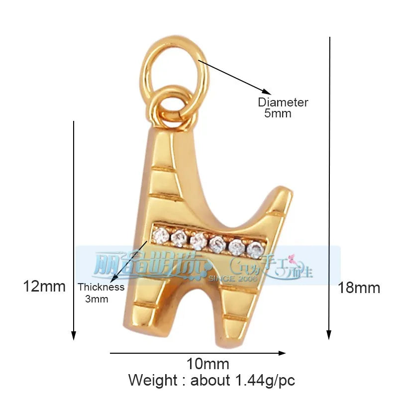 1 Piece 15 * 19mm Hole 5~5.9mm Copper Zircon Letter Heart Shape Pendant Jewelry Accessories