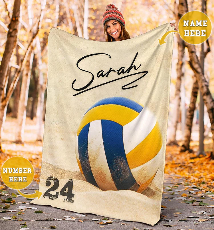 Personalized Volleyball Blanket, Volleyball Girl Sherpa Fleece Blanket | BKKid511