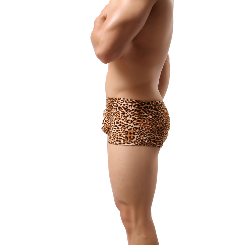 Men's Leopard Print U Convex Pouch Underwear Sexy Low Waist Boxer Briefs