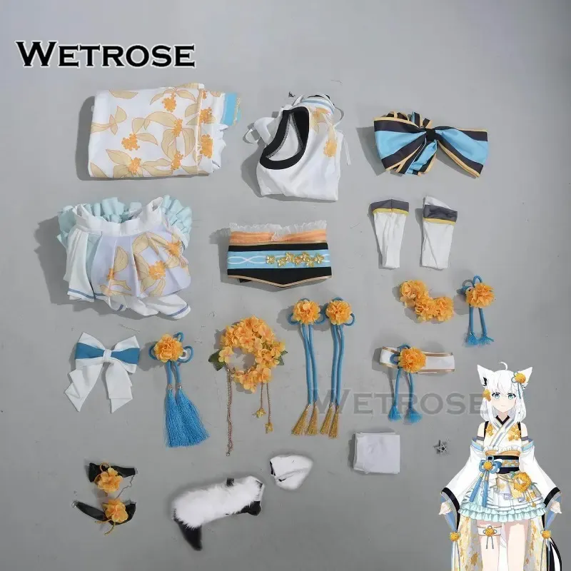 [Wetrose] Pre-Order Hololive Dreams Vtuber Shirakami Fubuki Kimono Cosplay Costume 白上フブキホロドリ新衣装着物コスプレ