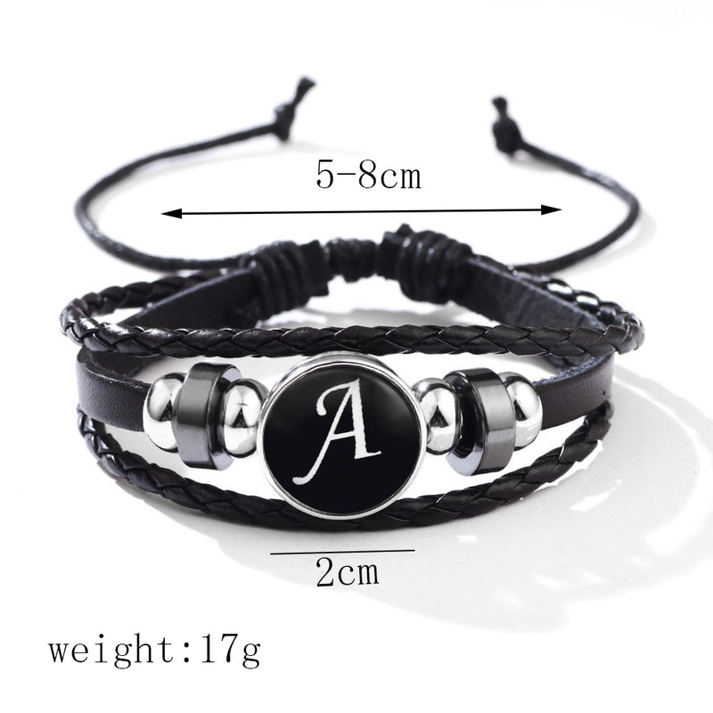 Casual Hip-hop Letter Pu Leather Glass Leather Knitting Glass Men's Bracelets