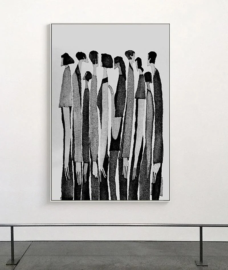 Modern Black White Abstract Characters