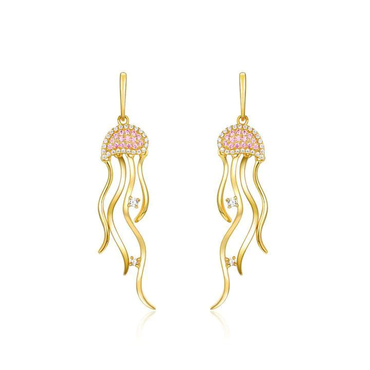 Cute Jellyfish Drop Earrings in Sterling Silver