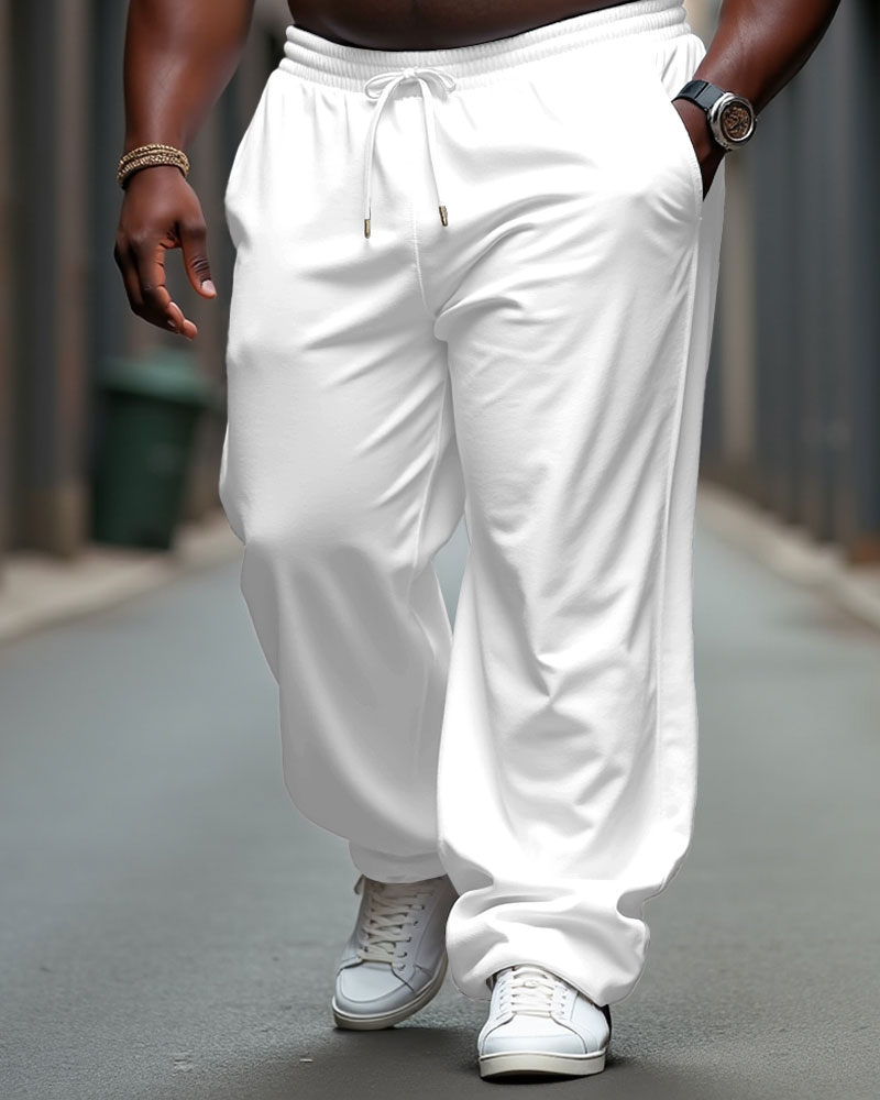 Big Men's Casual Cotton Loose Elastic Waist Sports Jogging Pants