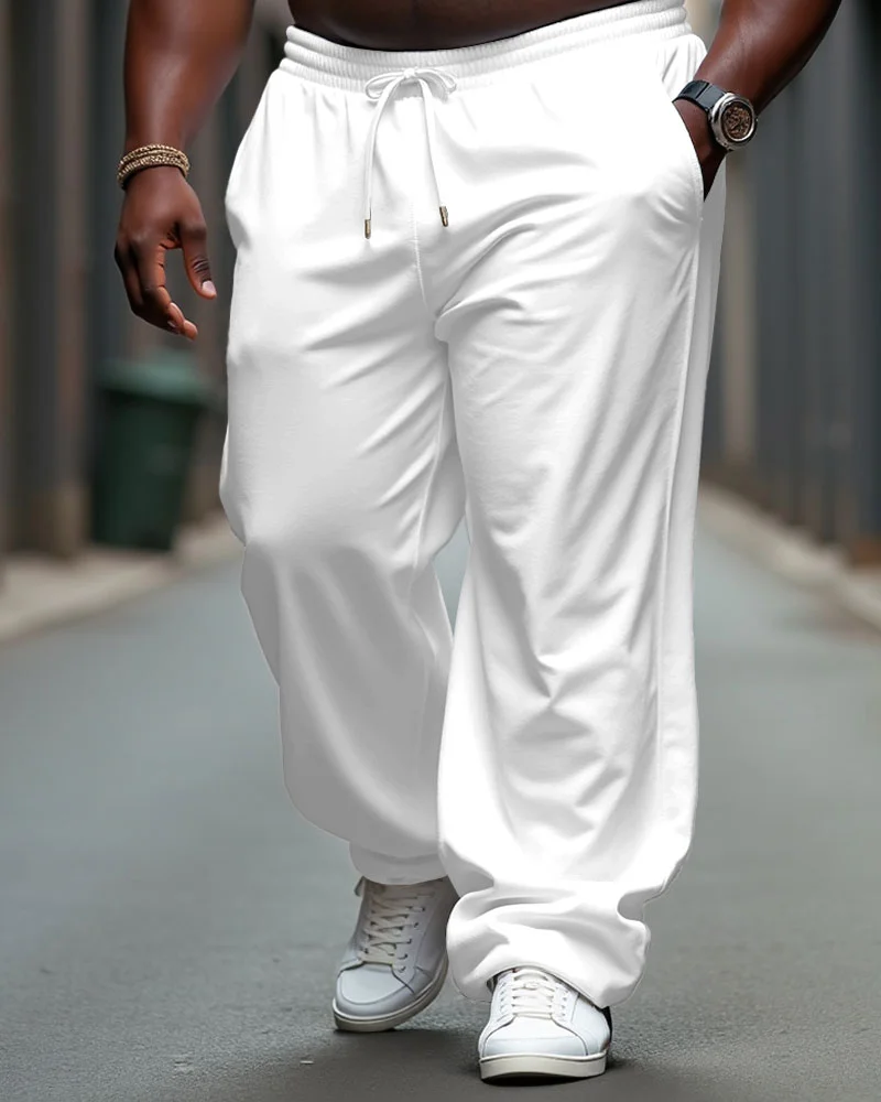 Big Men's Casual Cotton Loose Elastic Waist Sports Jogging Pants