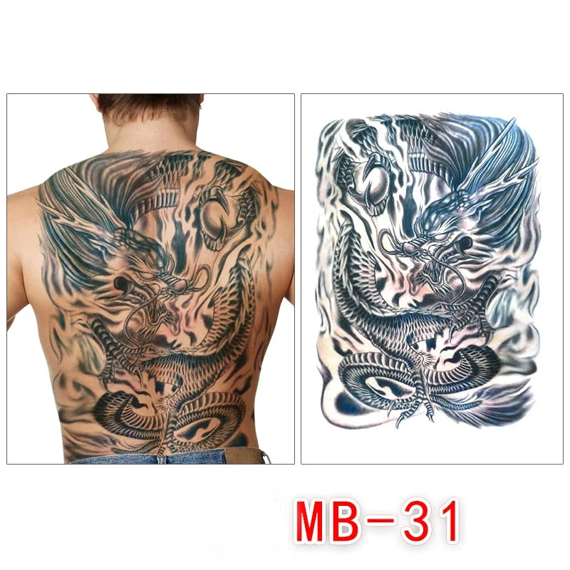 Waterproof temporary men tattoos tattoo full back large tatoo fake dragon girl tattoo body art sticker sexy decals transferable