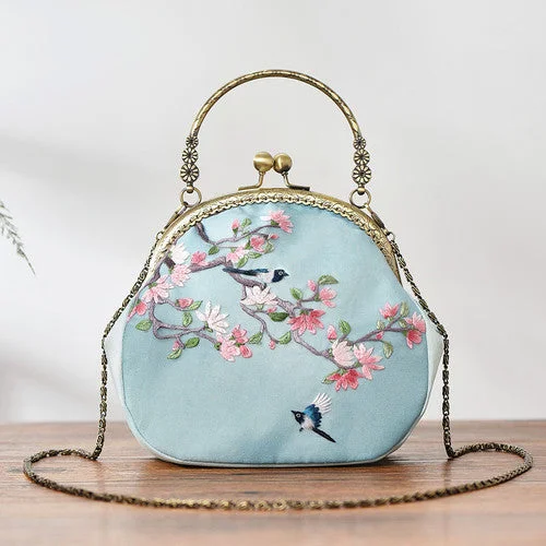 Chinoiserie Retro Silk Purse Handmade Embroidery Clutch Bag Gift